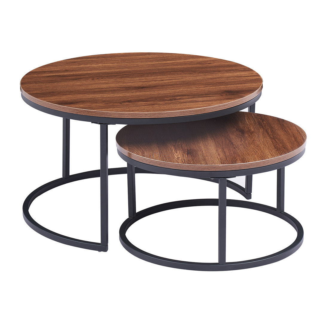 Amyris 2 Piece Coffee Table Set Steelside™ Table Top Color: Brown, Table Base Color: Black
