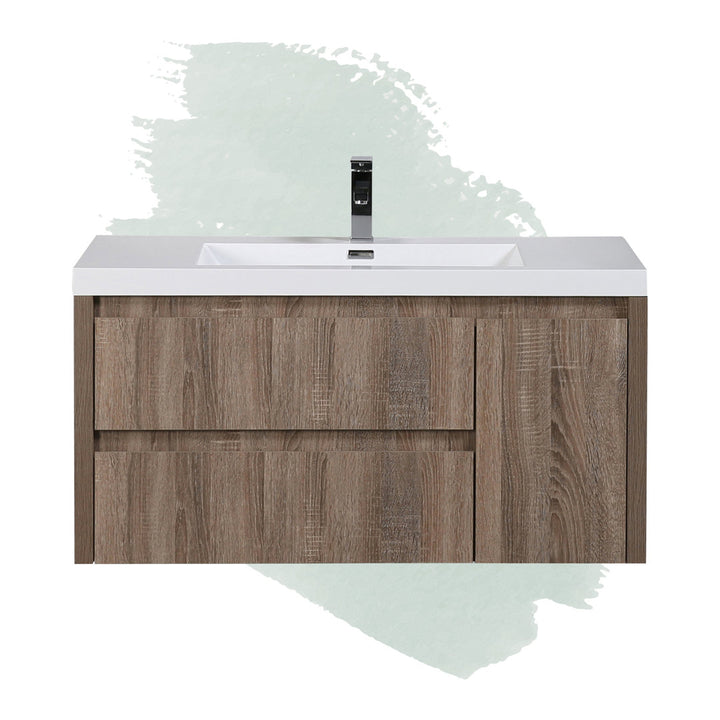 Ayeasha 42" Wall-Mounted Single Bathroom Vanity Set Ivy Bronx Base Finish: Teak Oak