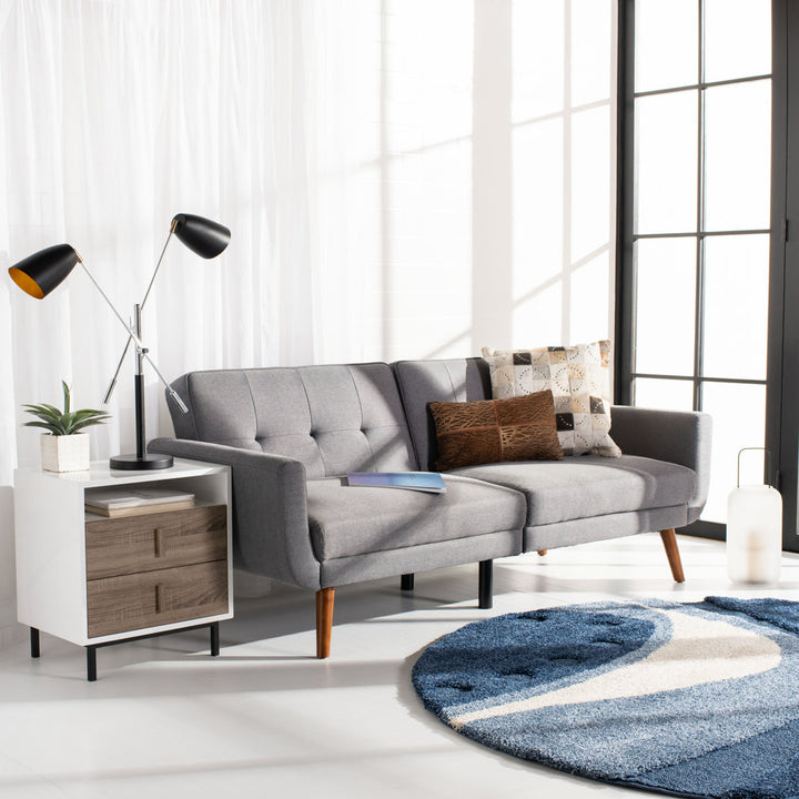 Futton 82.3" Tufted Back Convertible Sofa Corrigan Studio® Color: Stone Fabric: Linen