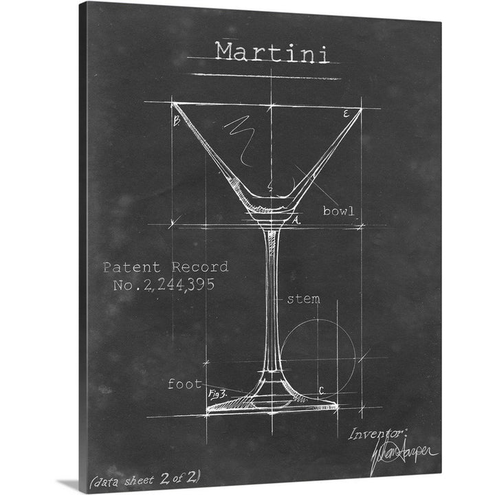 Barware Blueprint V - Graphic Art Print on Canvas 17 Stories Size: 14" H x 11" W x 1.25" D Format: Wrapped Canvas