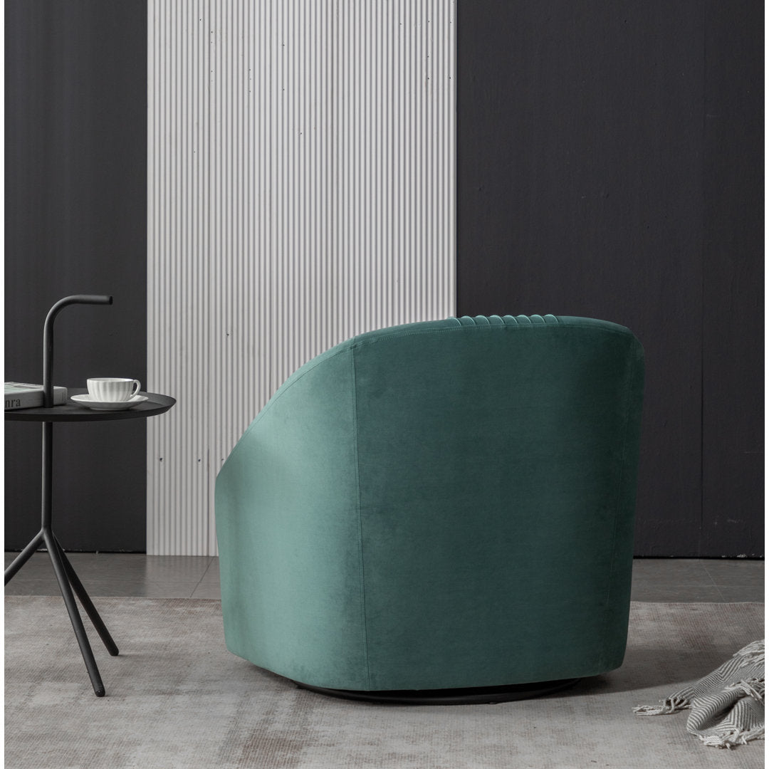 Arrun 28" W Velvet Swivel Barrel Chair (Set of 2) Wade Logan® Fabric: Teal Velvet