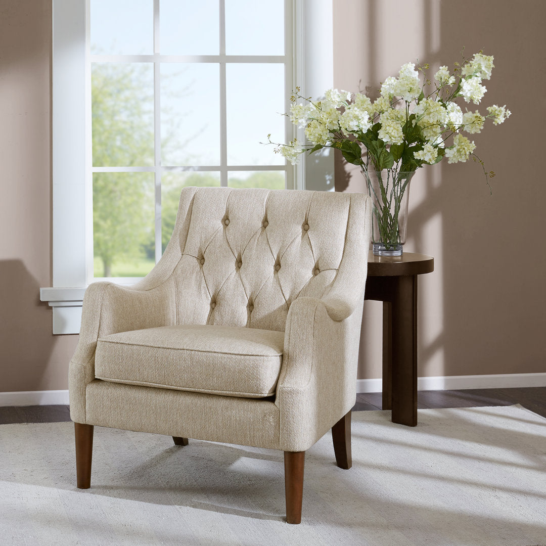 Anatonia 29.25" Wide Tufted Wingback Chair Birch Lane™ Fabric: Beige