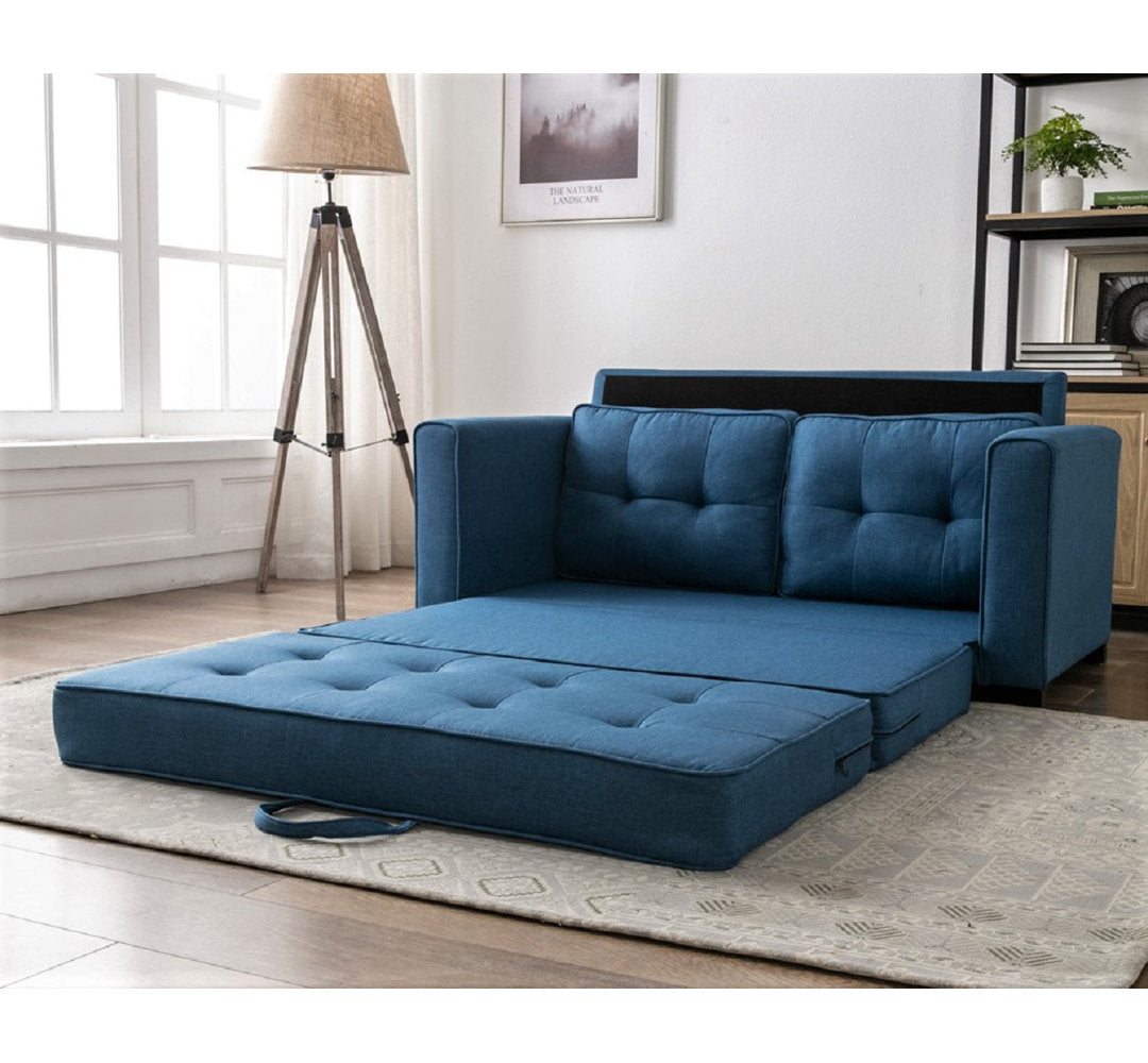 Lizeth 58" Linen Square Arm Sofa Bed Ebern Designs Upholstery: Ocean Blue