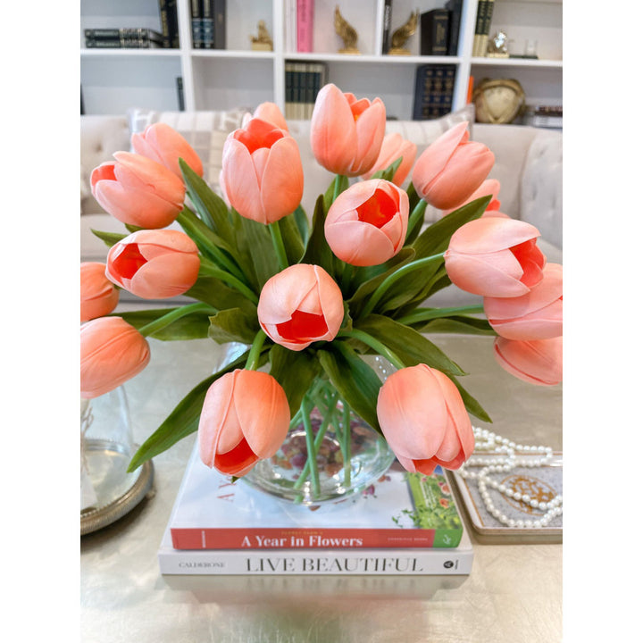 Tulip in Vase Primrue Flowers/Leaves Color: Orange