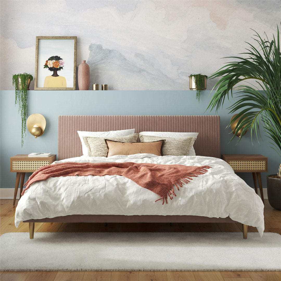Daphne Upholstered Low Profile Platform Bed Mr. Kate Color: Blush Velvet Size: King