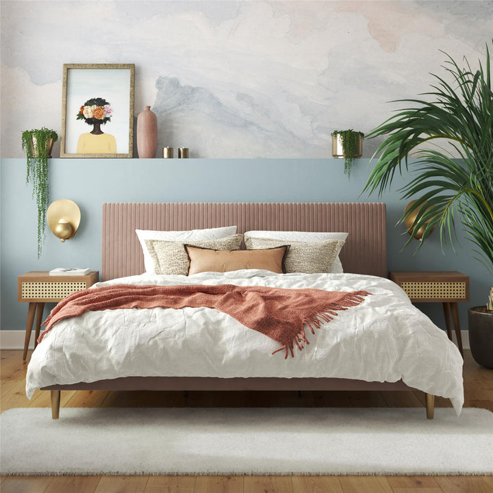 Daphne Upholstered Low Profile Platform Bed Mr. Kate Color: Blush Velvet Size: King