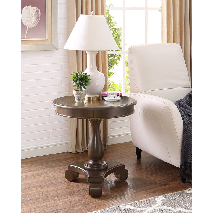 Annable Pedestal End Table Fleur De Lis Living Color: Espresso