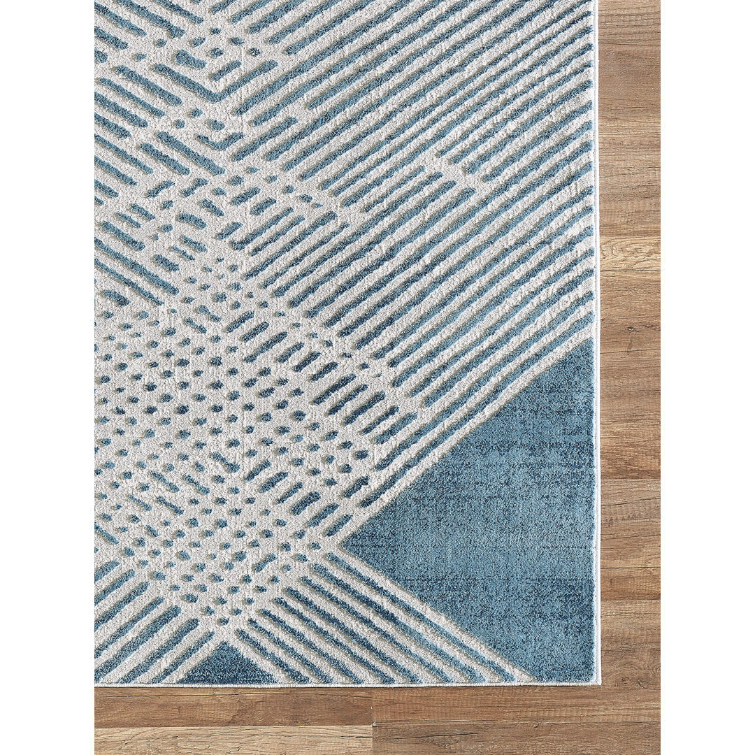 Soeren Geometric Light Blue Area Rug Ebern Designs Rug Size: Rectangle 7'9" x 10'2"