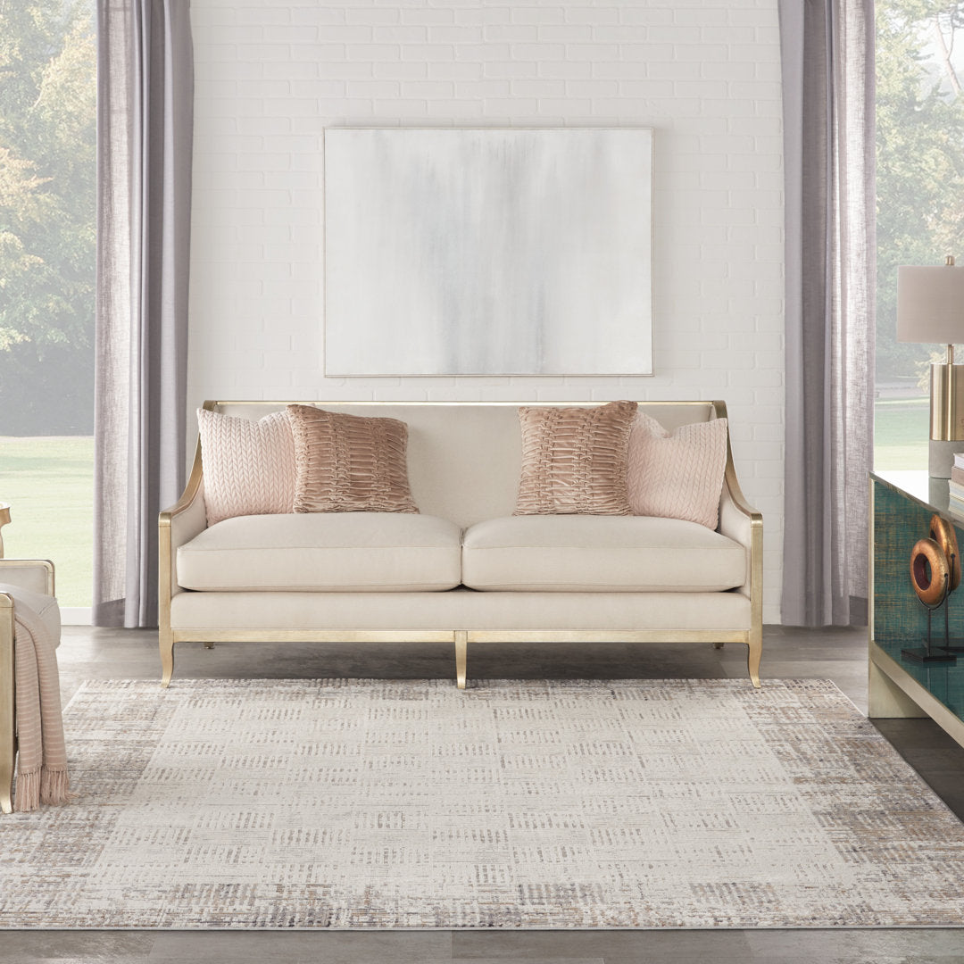 Adriao Geometric Gray/Ivory Area Rug Wade Logan® Rug Size: Rectangle 5'3" x 7'3"
