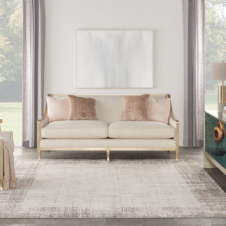 Adriao Geometric Gray/Ivory Area Rug Wade Logan® Rug Size: Rectangle 5'3" x 7'3"