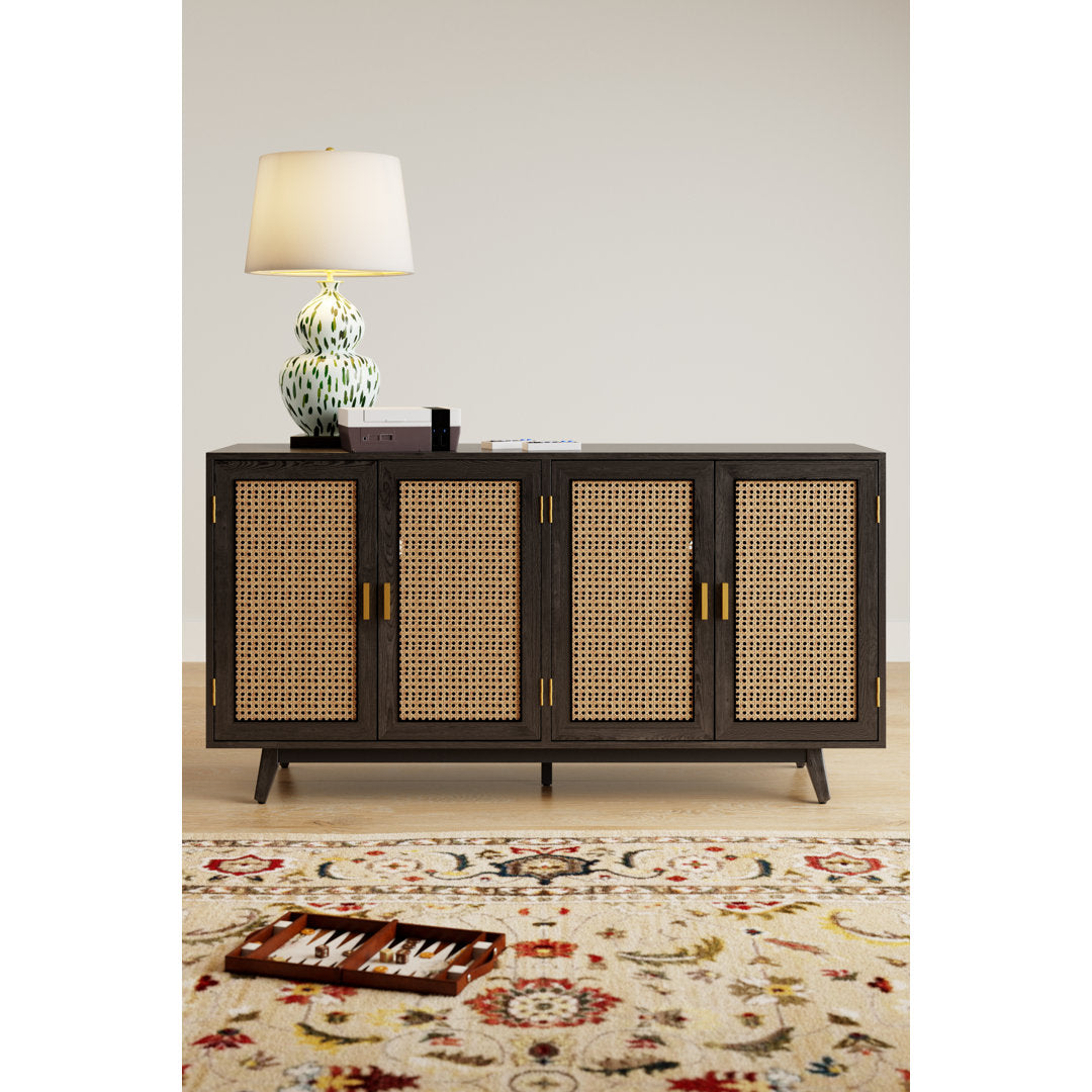 Emily 56.8''Rattan TV Stand With Storage Kelly Clarkson Home Color: Black