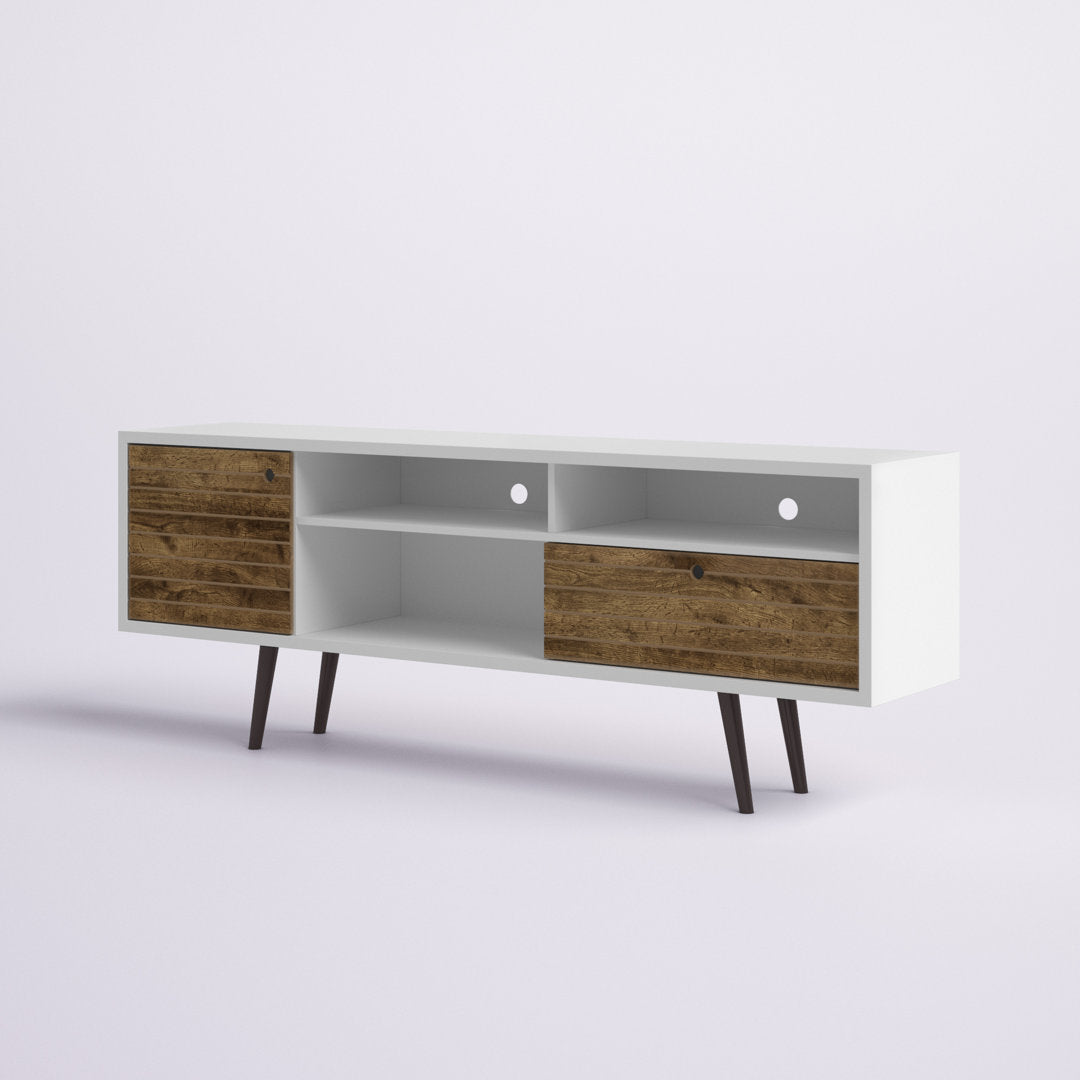 Darryl TV Stand Zipcode Design™ Color: White/Rustic Brown