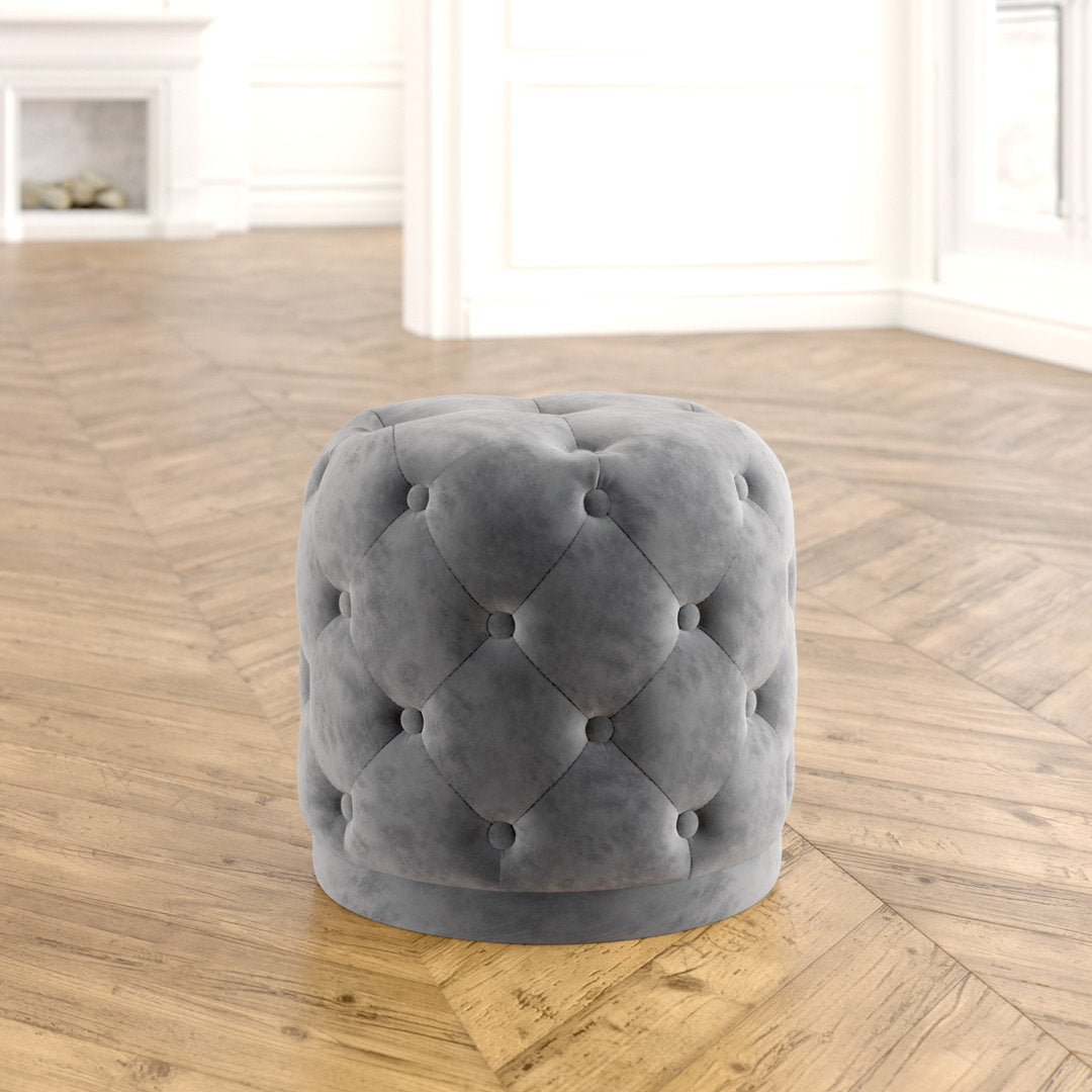 Olivios 18" Wide Velvet Tufted Round Standard Ottoman Mercer41 Upholstery Color: Gray