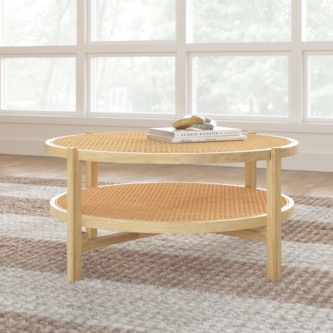 IzabellaI Solid Wood Coffee Table with Storage Sand & Stable™ Table Base Color: Natural