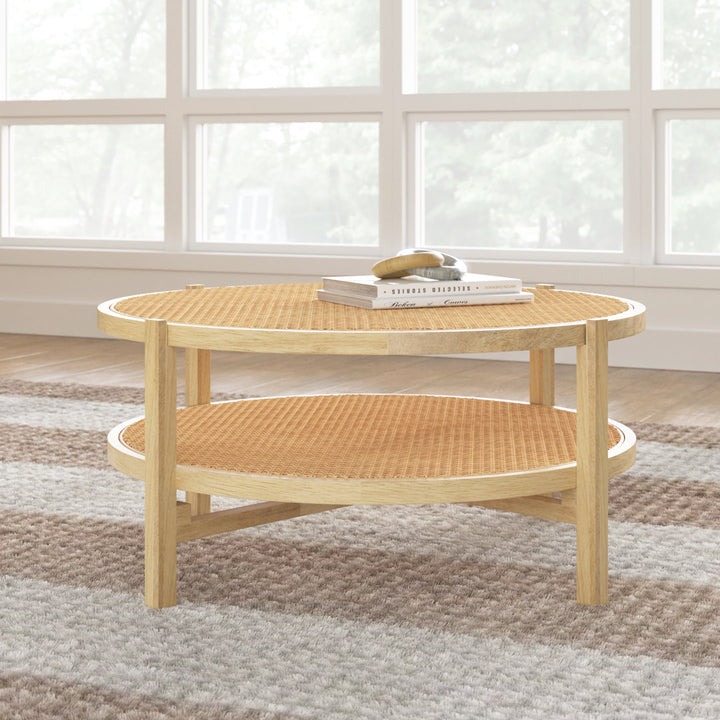 IzabellaI Solid Wood Coffee Table with Storage Sand & Stable™ Table Base Color: Natural