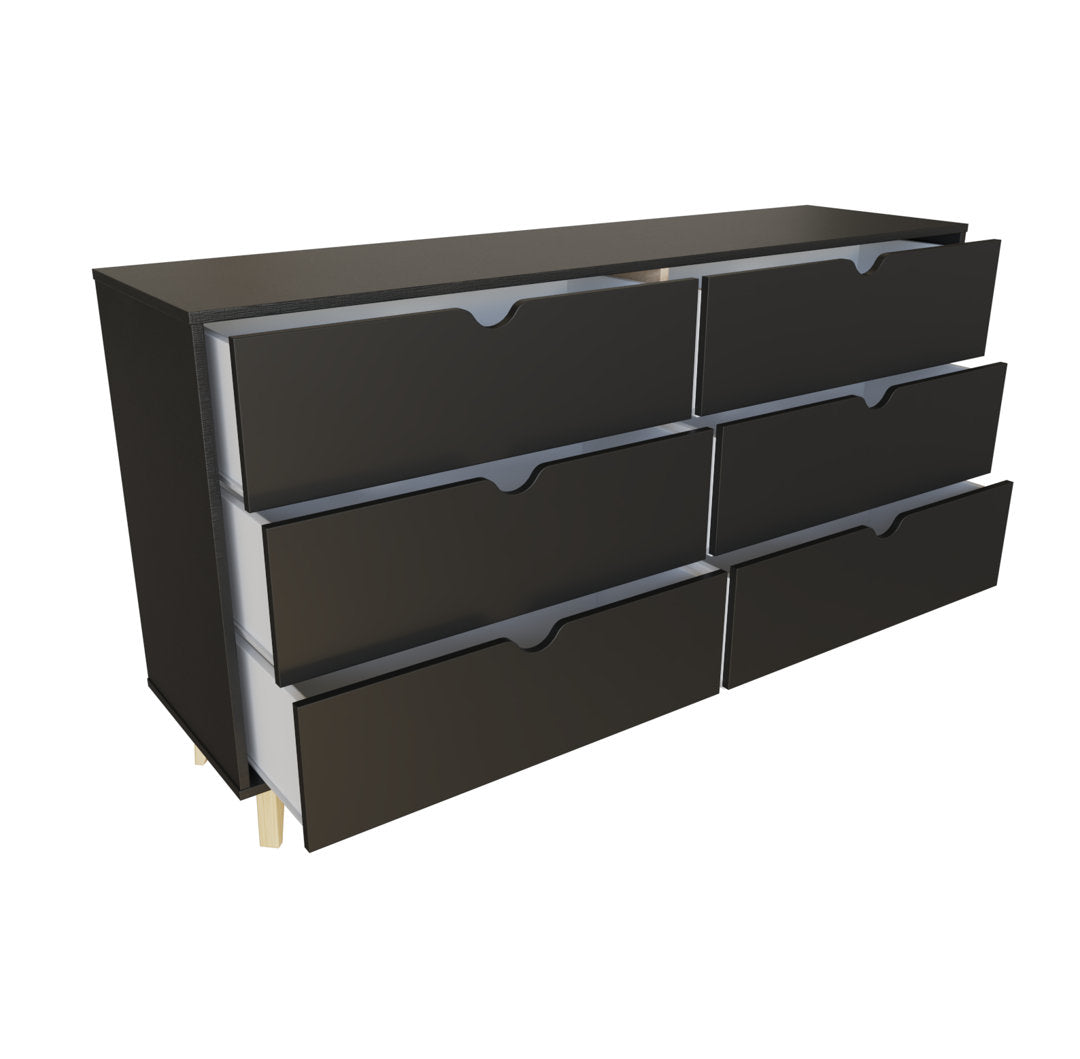 6 Drawer 59" W Double Dresser George Oliver Color: Black
