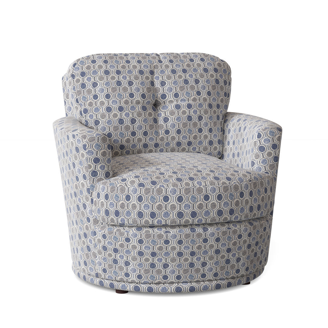 Towry 36" Wide Tufted Swivel Armchair Wade Logan® Fabric: Laguna Blue Floral Performance