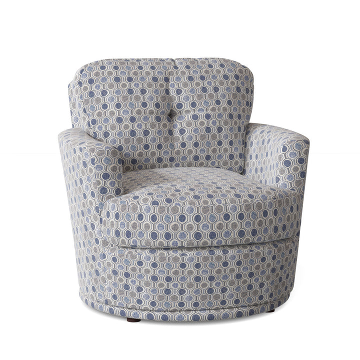 Towry 36" Wide Tufted Swivel Armchair Wade Logan® Fabric: Laguna Blue Floral Performance