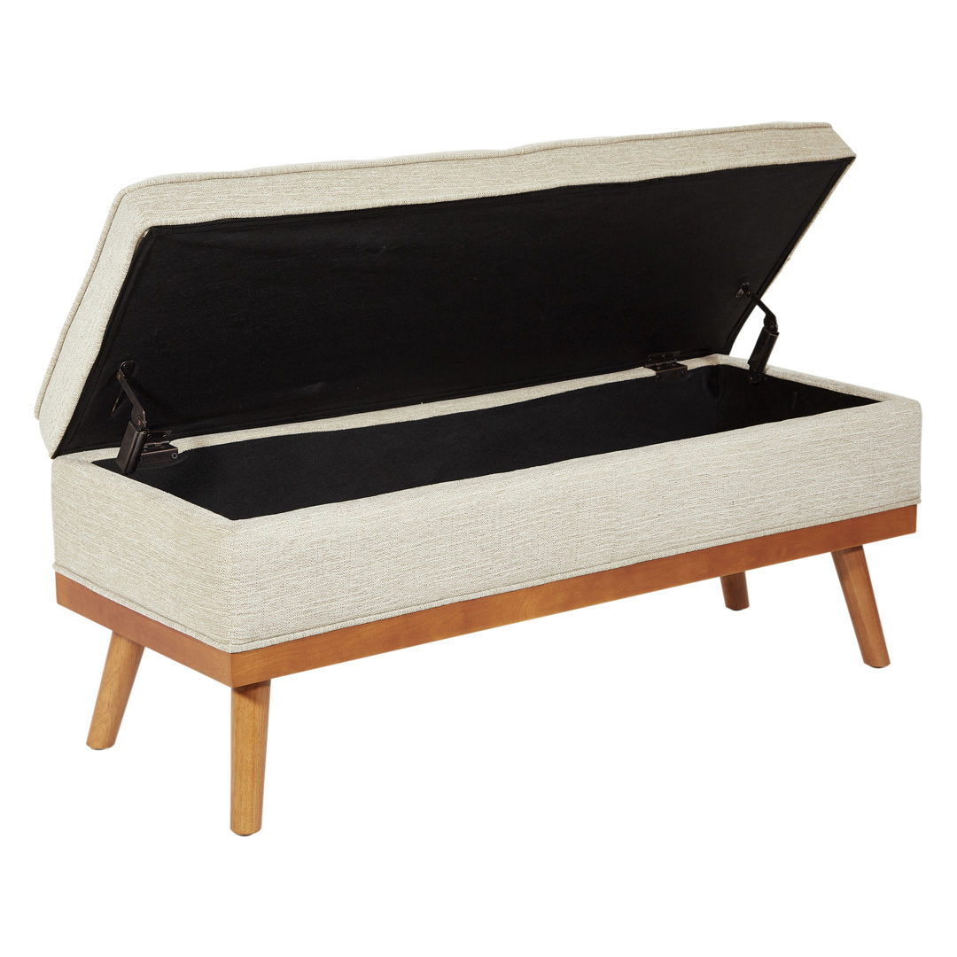 Boyu Upholstered Flip Top Storage Bench George Oliver Upholstery Color: Beige Polyester Blend