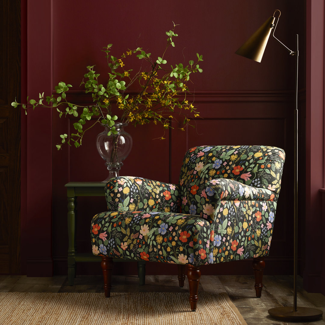 Rifle Paper Co. x Cloth & Company Bristol Armchair Rifle Paper Co. x Cloth & Company Body Fabric: Rpc Stawberry Fields Black Linen