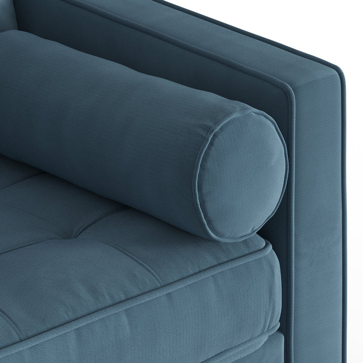 Geo 84" Wide Reversible Sofa and Chaise AllModern Body Fabric: Ocean Blue Performance Velvet