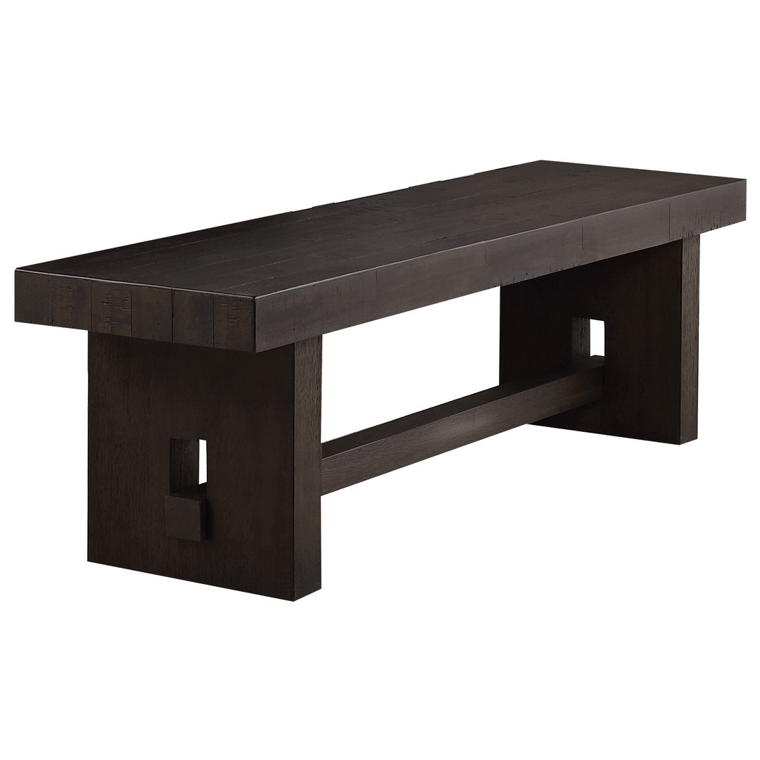 Hennig Bench in Distressed Walnut Gracie Oaks