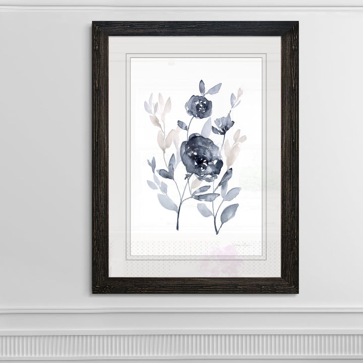 Peonies In Gray II' - Picture Frame Print on Glass Winston Porter Size: 32" H x 44" W x 1.25" D Format: Framed Ebony Print