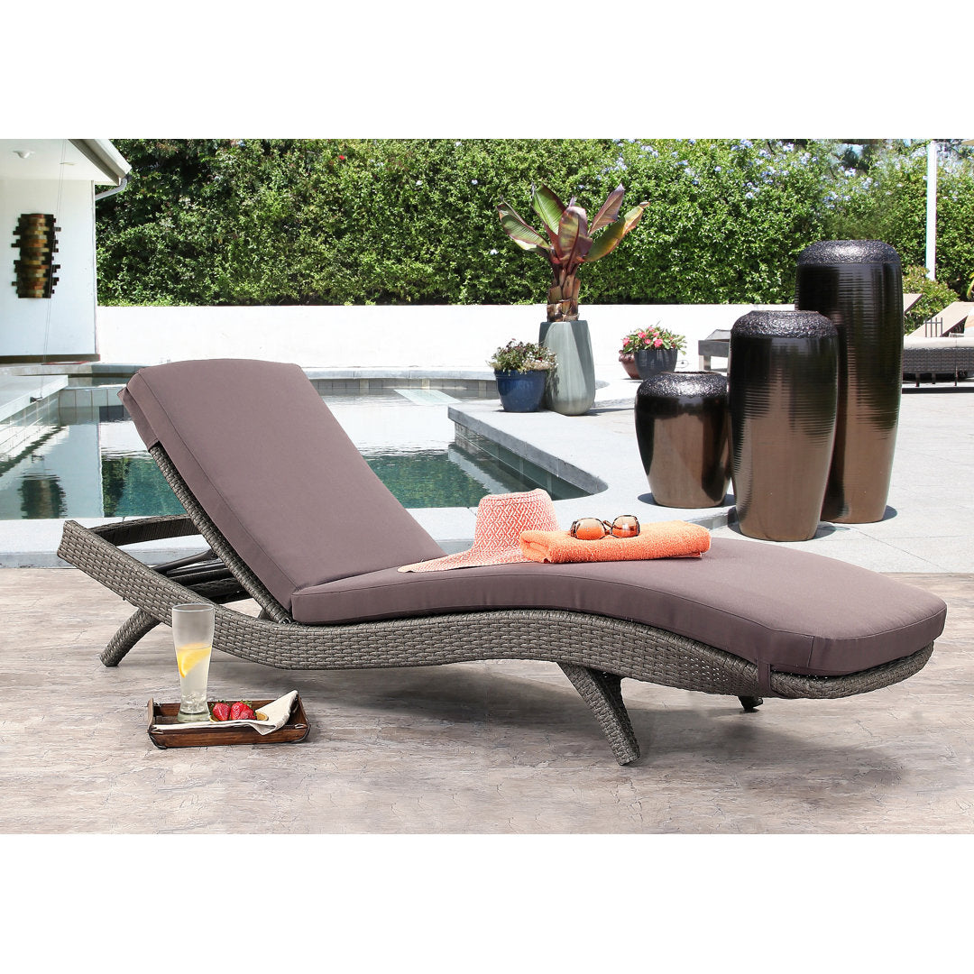 Cleghorn 79" Long Reclining Single Chaise Sunbrella with Cushion Ivy Bronx Color: Seal Gray