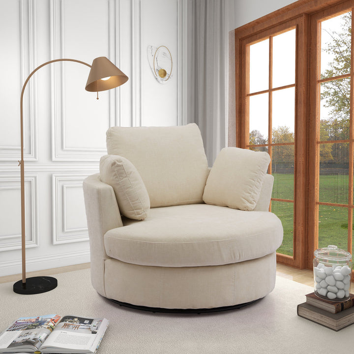 42" Wide Slipcovered Swivel Barrel Chair Latitude Run® Body Fabric: Beige Chenille