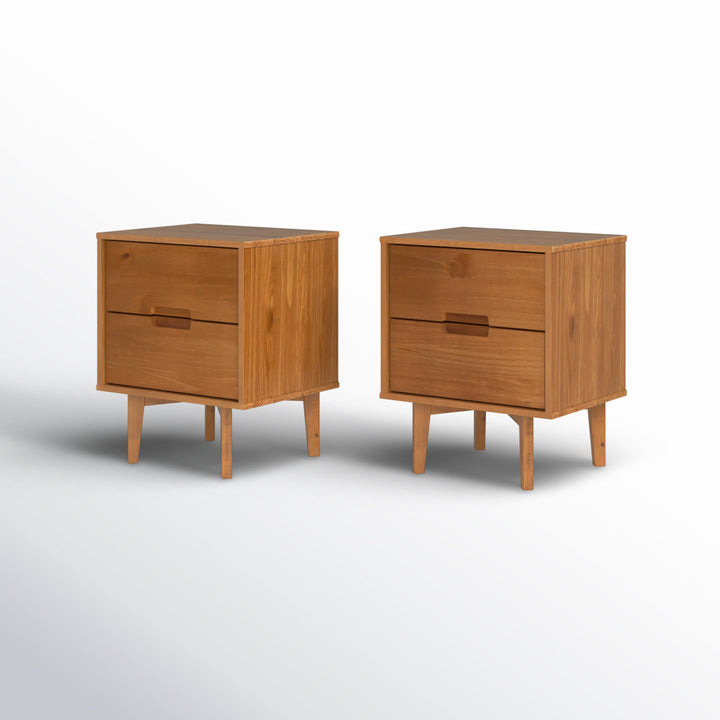 Aizlyn Mid-Century Modern Solid Wood Groove-Handle Nightstands (Set of 2) Wade Logan® Color: Caramel