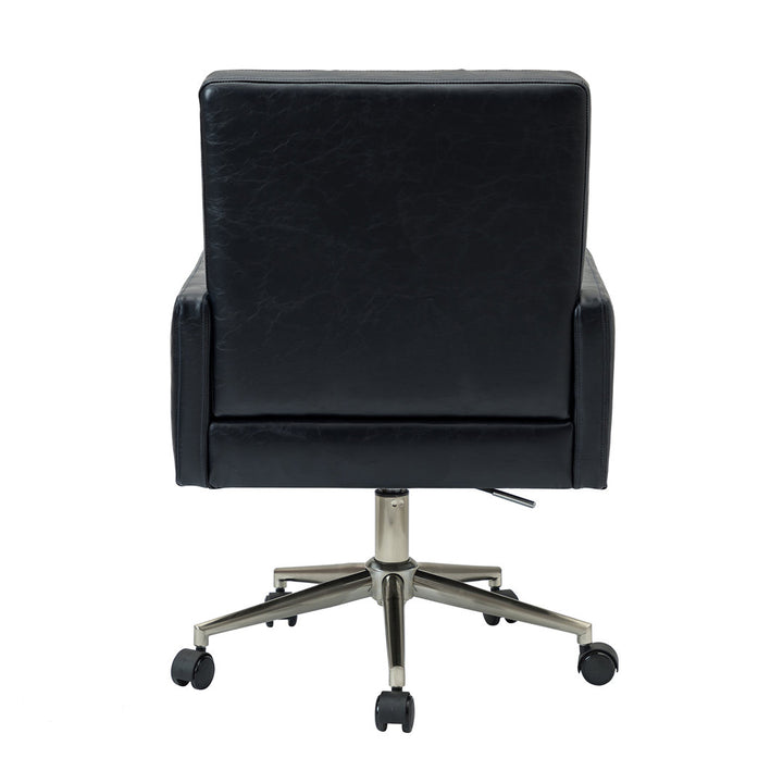 Auric Mid-Century Modern Vegan Leather Height-Adjustable Swivel Office Chair Wade Logan® Upholstery Color: Navy