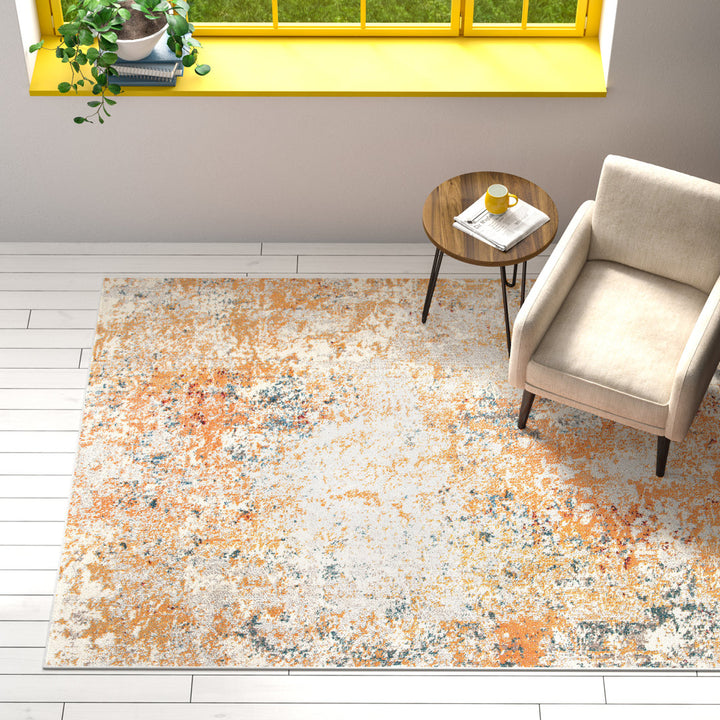 Besfort Abstract Ivory/Orange Area Rug Wade Logan® Rug Size: Rectangle 9' x 12'