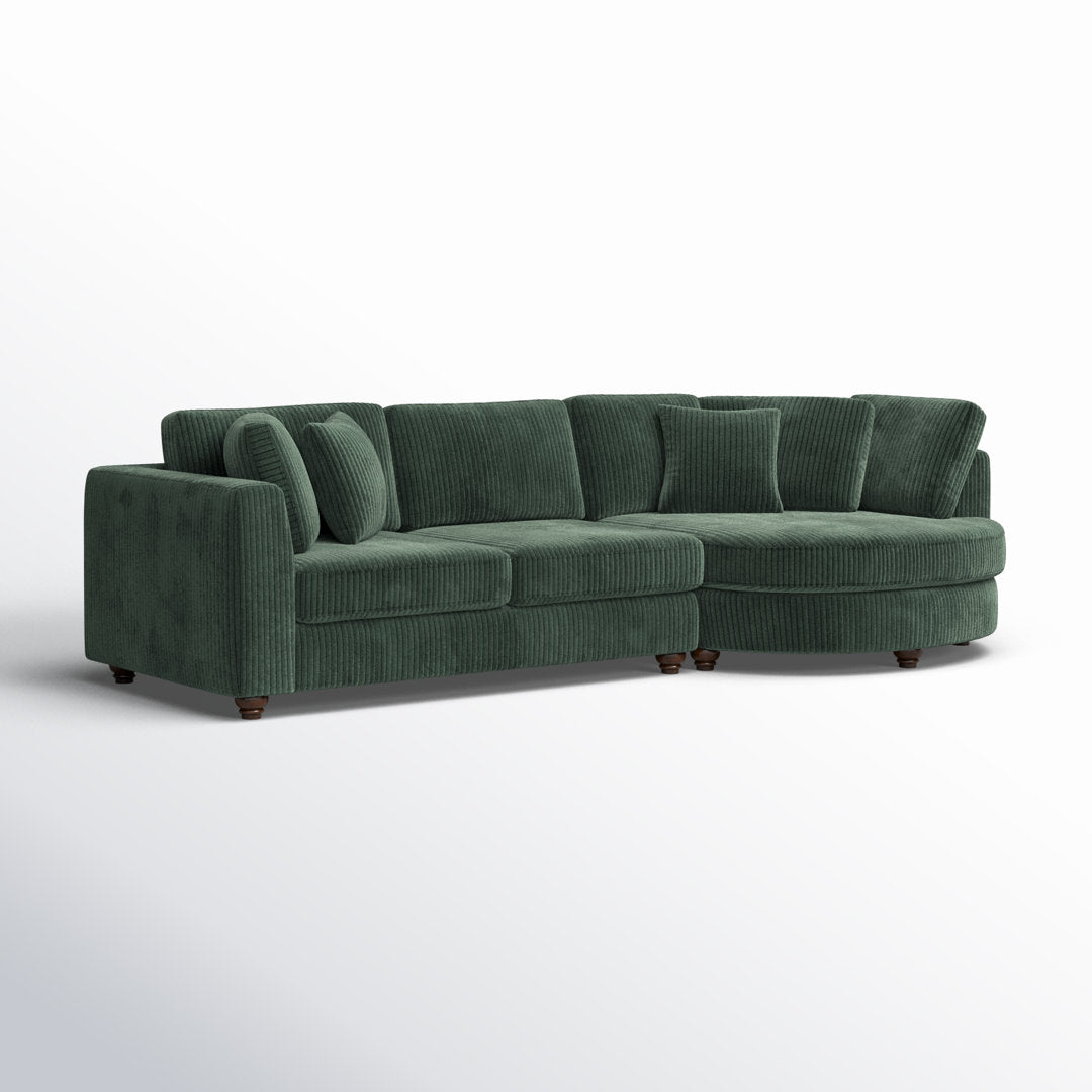 Atossa 123.5" Wide Sofa & Chaise Wade Logan® Upholstery Color: Dark Green Orientation: Right Hand Facing