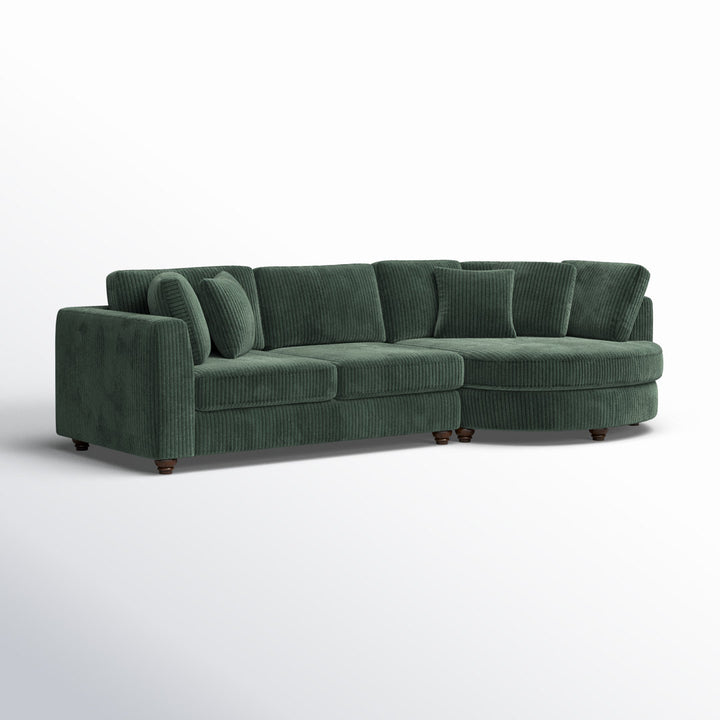 Atossa 123.5" Wide Sofa & Chaise Wade Logan® Upholstery Color: Dark Green Orientation: Right Hand Facing