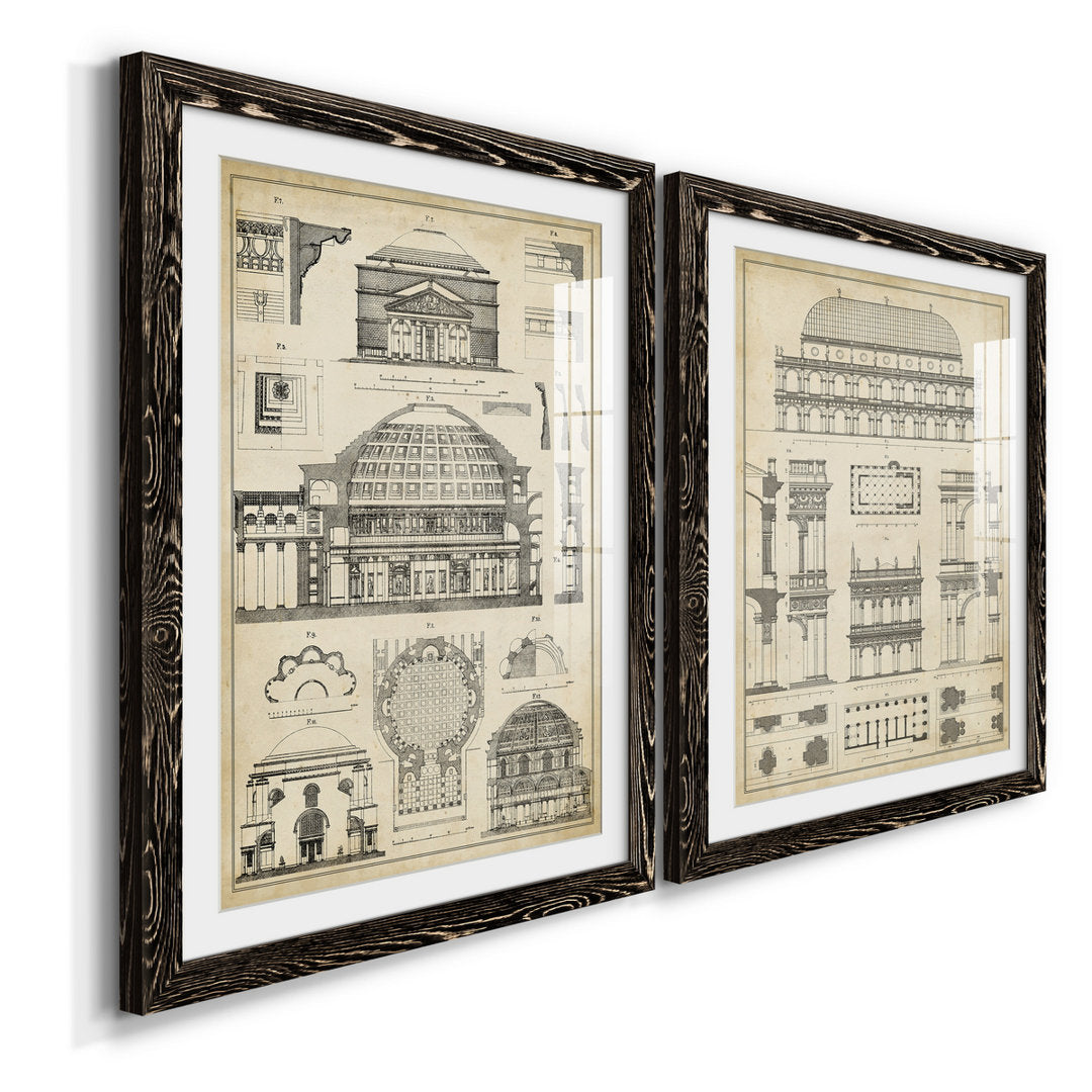 Vintage Architects Plan III - 2 Piece Picture Frame Graphic Art Print Set on Paper Williston Forge Size: 37.5" H x 55" W x 1.5" D Format: Black Framed Paper