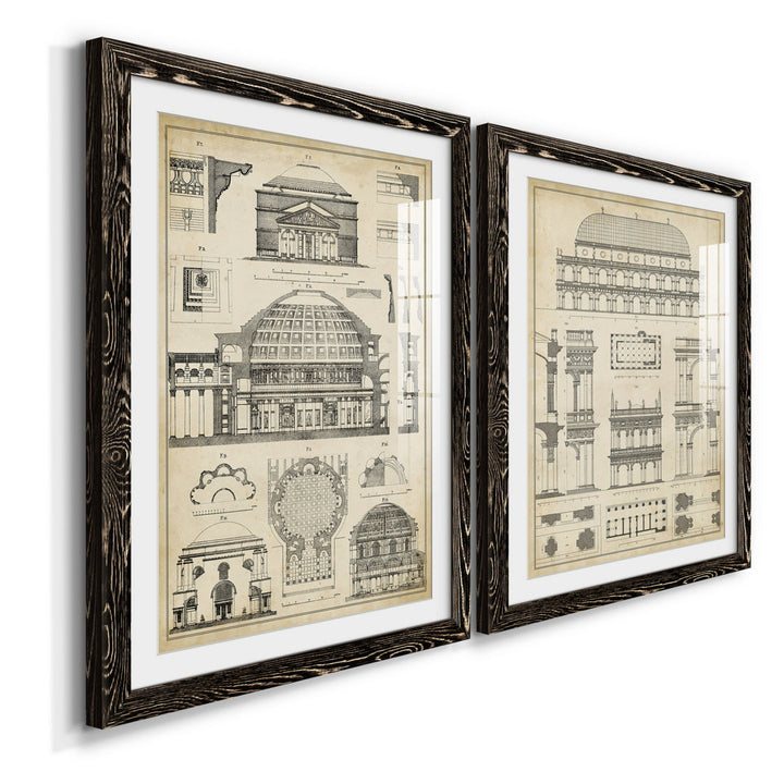 Vintage Architects Plan III - 2 Piece Picture Frame Graphic Art Print Set on Paper Williston Forge Size: 37.5" H x 55" W x 1.5" D Format: Black Framed Paper