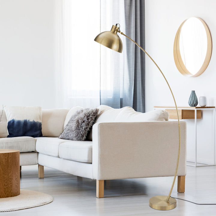 Riceboro 63" Arched Floor Lamp Wrought Studio™ Shade Color: Antique Brass