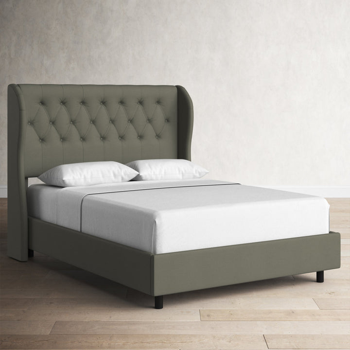 Knaresborough Tufted Upholstered Low Profile Standard Bed Greyleigh™ Size: Queen Body Fabric: Grey Twill