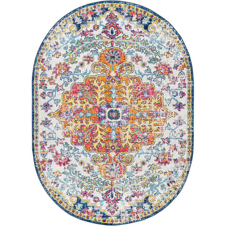 Hillsby Oriental Blue/Orange Area Rug Mistana™ Rug Size: Oval 5' x 8'