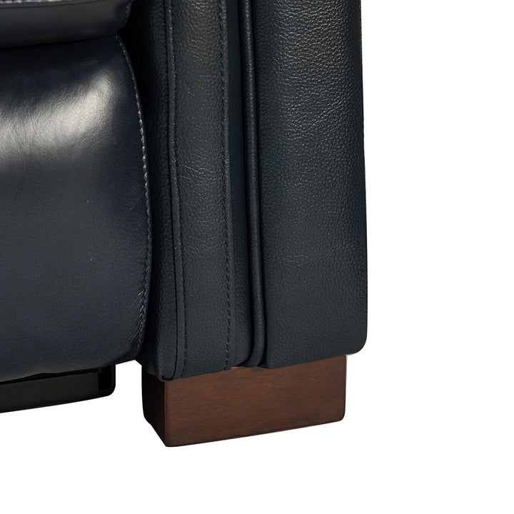 Aziah 34.65" Wide Genuine Leather Power Recliner With USB Port Wade Logan® Body Fabric: Navy Genuine Leather