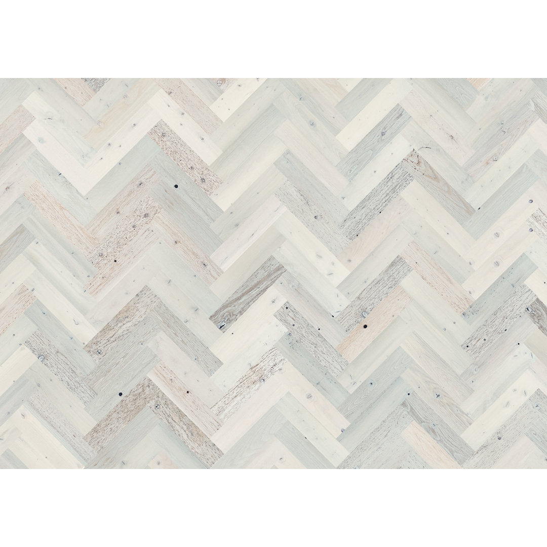 Timberchic River Reclaimed Wooden Wall planks - Simple Peel & Stick Wall Covering Application for DIY Accent Wall & Home Improvement - Premium Wall Paneling - Herringbone Pattern Timber Chic Color: Coastal White