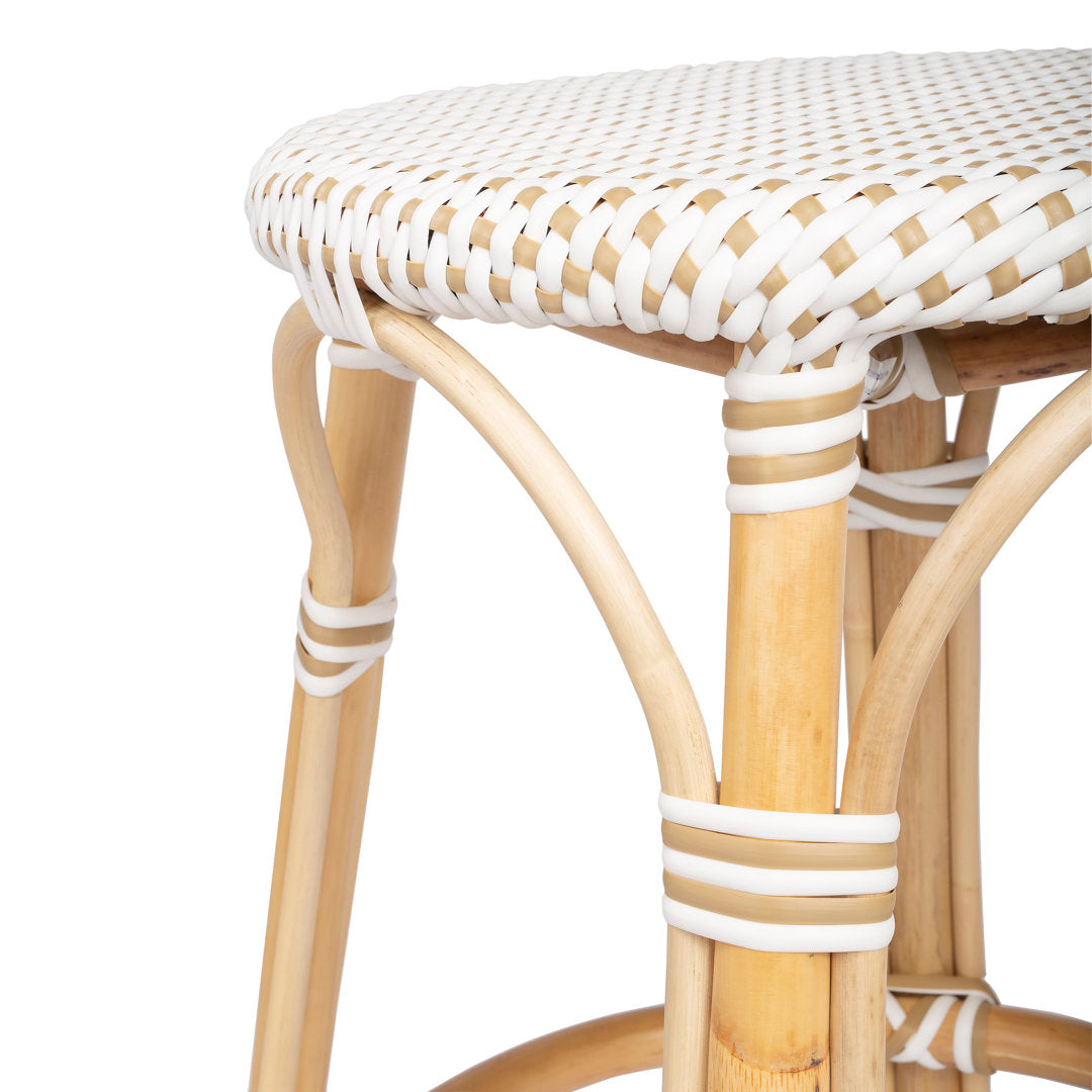 Alastair Bar & Counter Stool Birch Lane™ Color: White/Tan Dot/Natural Rattan Frame Seat Height: Counter Stool (24" Seat Height)