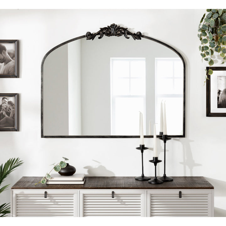 Anglo Arendahl Traditional Accent Mirror Fleur De Lis Living Size: 28.5" x 36" Finish: Black
