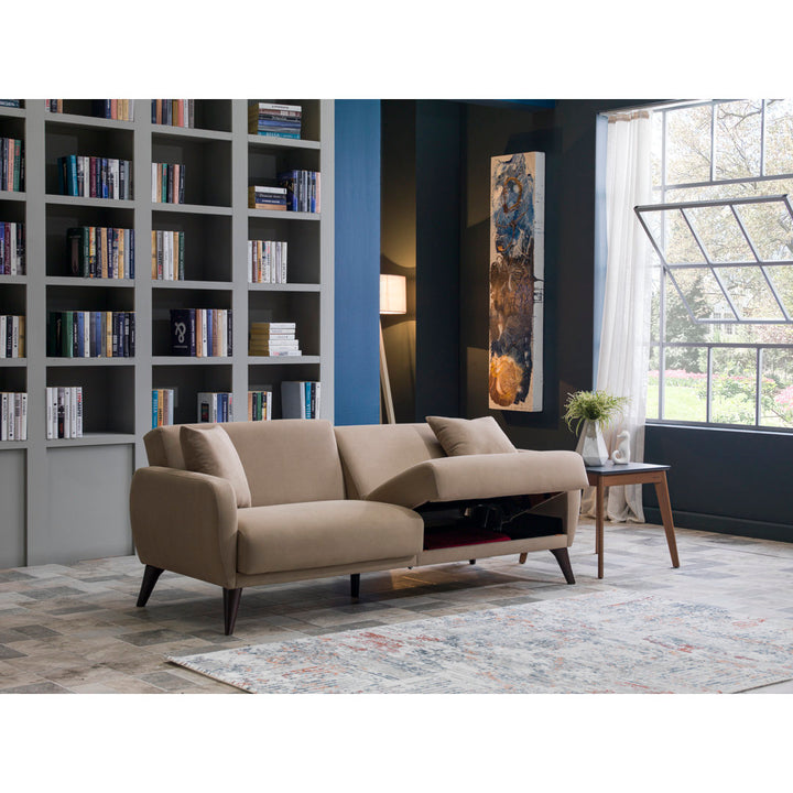 Lelana Twin 78.75 Polyester Tufted Sofa Brayden Studio® Fabric: Taupe