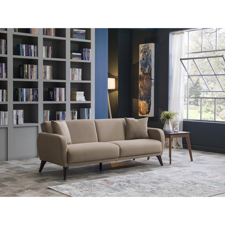 Lelana Twin 78.75 Polyester Tufted Sofa Brayden Studio® Fabric: Taupe