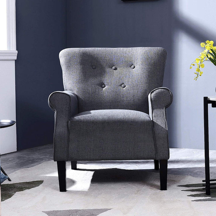 Bournemouth 31.1" Wide Polyester Armchair Red Barrel Studio® Fabric: Dark Gray Polyester Blend