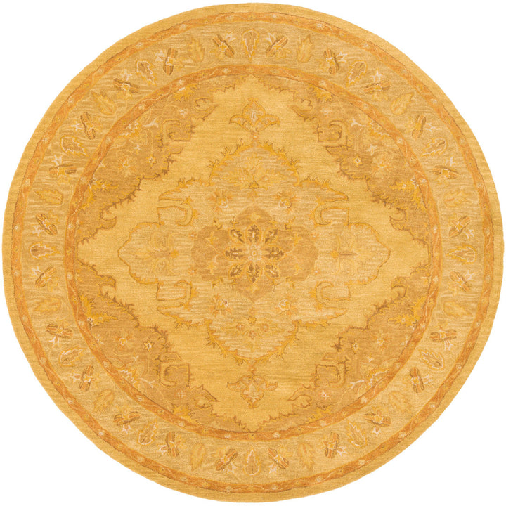Eaddy Oriental Hand-Tufted Wool Bright Gold/Butter Area Rug Charlton Home® Rug Size: Round 8'