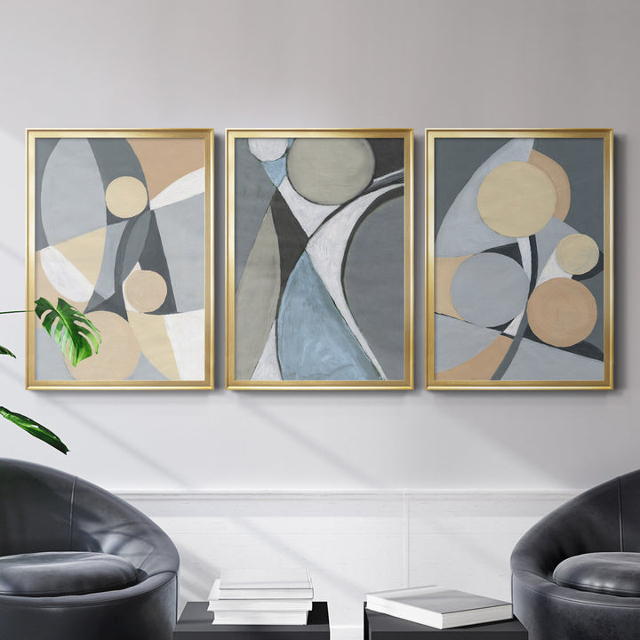 A Soft Jeweled Geometric II - 3 Piece Painting Print Set (Set of 3) Wade Logan® Size: 22.5" H x 91.5" W x 1.5" D Format: Gold Framed Canvas