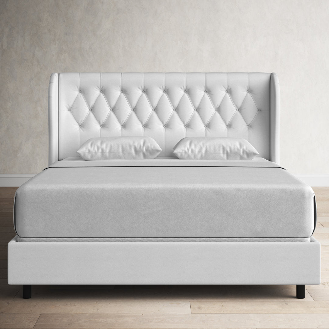 Knaresborough Tufted Upholstered Low Profile Standard Bed Greyleigh™ Size: Queen Body Fabric: White Performance Twill