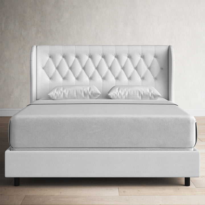 Knaresborough Tufted Upholstered Low Profile Standard Bed Greyleigh™ Size: Queen Body Fabric: White Performance Twill